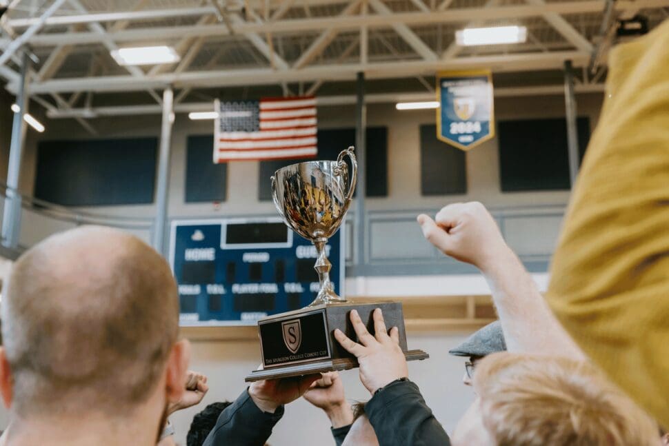 a crowd in a gym